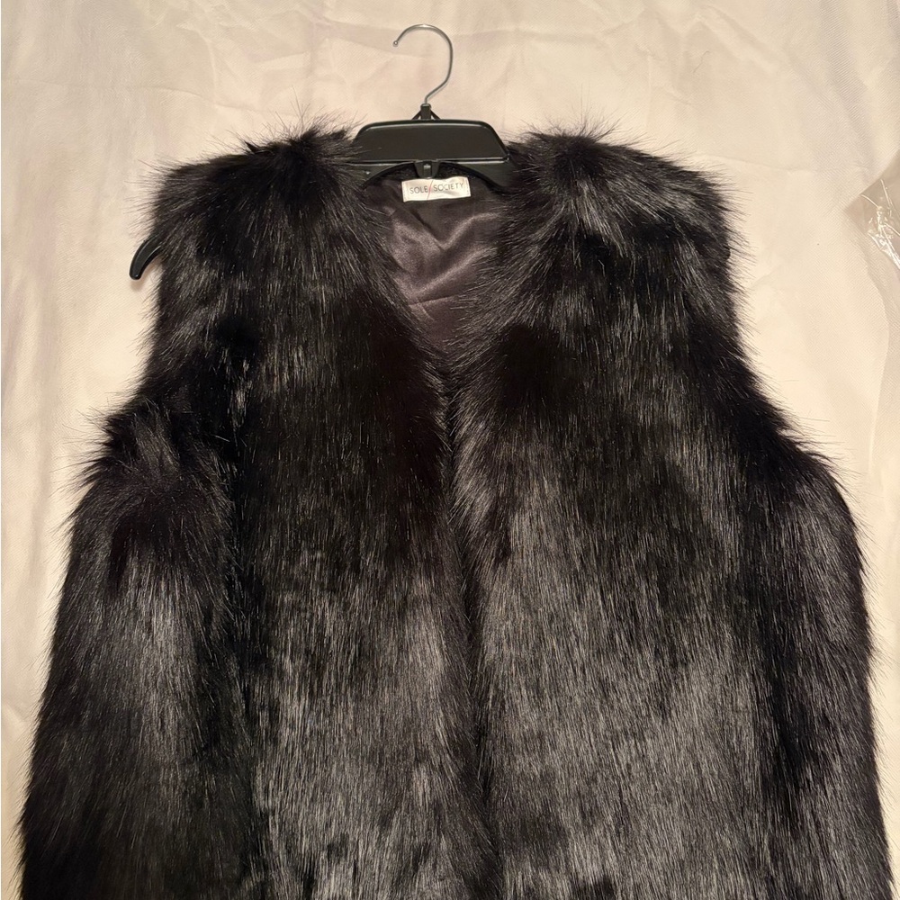 Black Faux Fur Vest